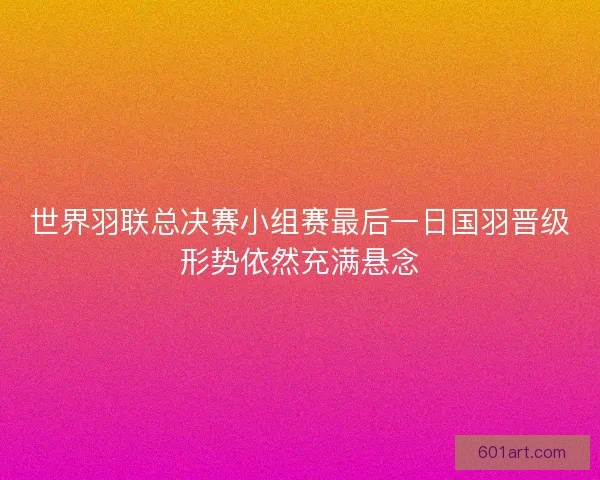 世界羽联总决赛小组赛最后一日国羽晋级形势依然充满悬念